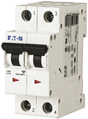 Interruptor magnetotérmico Eaton FAZ6-D10/2 bofásico de 10A con curva D y corte de 6 kA