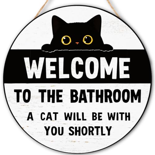 Cat Lovers Gifts Bathroom Wood Hanger A Cat Will Be with You Sign for Bathroom Toilet Decor