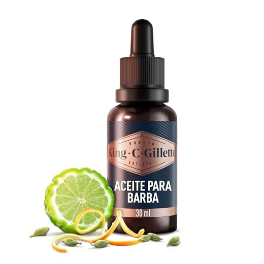 King C. Gillette Aceite Barba Hombre con Aceites de Origen Vegetal de Argán, Jojoba, Aguacate, Semillas de Macadamia y Almendra, 30 ml
