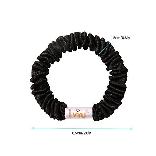 Hair Ties Silk Satin Scrunchies - Small Mini Thin Elestics Ponytail Holder Hair Bands Skinny Scrunchy For Thick Curl Hair No Crease Hair Ties Soft Accessories No Hurt Your Hair For Women And Girls (Black) #TOP1