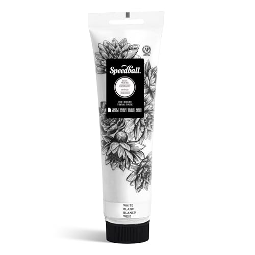 Encre block printing blanche Speedball 5oz peinture linogravure soluble dans l'eau