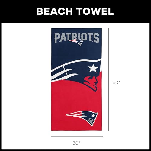 Image of Northwest NFL New England Patriots Microfiber Beach Towel, 30 x 60 Inches - Quick Dry, Sand Resistant, Lightweight, Highly Absorbent, Incisor Design