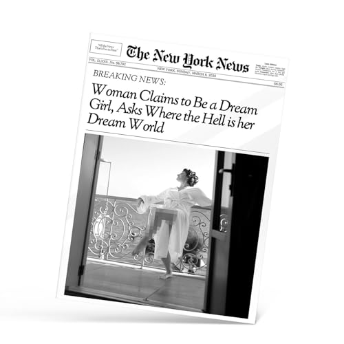 Trendy Gril Newspaper Wall Art,Black and White,Vintage Feminist Posters,Funny Women Newspaper Print,College Apartment Bathroom Dorm Decor24x36inch Unframed