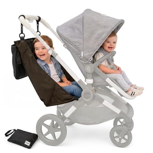 PEQUEANDO - Asiento Extra Carro Bebé Convierte tu Carro en Gemelar Asiento para Descanso de Hermano Mayor Esta Hamaca Textil Compacta es una Alternativa al Patinete Carro Bebe (Color Negro)