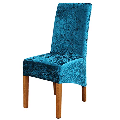 Crushed Velvet Large Size Dining Chair Covers Set of 4,Dining Room Chair Slipcovers,Stretch Elastic Removable Washable High Back Chair Covers for Dining Room,Hotel,Kitchen,Home(Teal,Pack of 4)