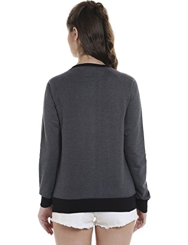 Image of PINACOLADA Women's Colorblock Sweatshirt with Ribbed Hem for Casual Wear | Low-High Neck | Long Sleeve | Button Closure | Cotton Sweatshirt Crafted with Comfort Fit for Everyday Wear