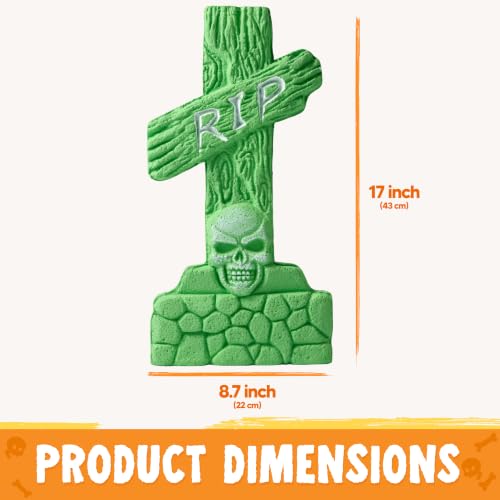 Image of JOYIN 17 inch Halloween Foam Tombstones (5 Pack), Colorful RIP Graveyard Tombstones Decorations Outdoor with Metal Stakes for Yard Lawn Garden Halloween Party Decor