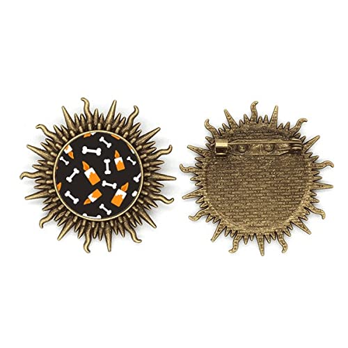 Broche os en métal pour Halloween au fini argent antique et détails gravés