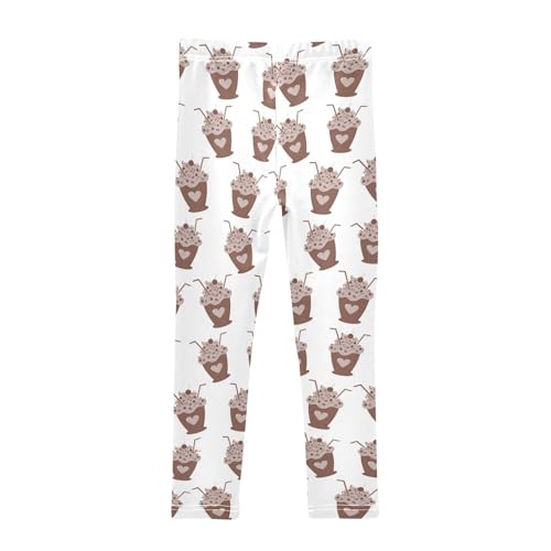 Dessert with Cocktail Straw Girls Leggings,Workout Leggings for Girls Toddler Athletic Leggings Size for 3-10T2