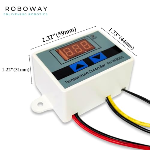 Image of ROBOWAY 1Pcs XH-W3001 Digital Temperature Controller with Waterproof Sensor Probe, LED Display Thermostat Switch -50C to 110C, 220V 7A for Incubator, Aquarium, Refrigerator (Pack of 1)