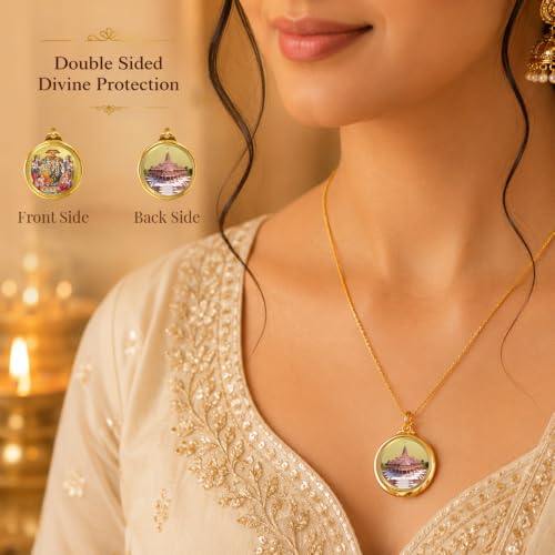 Image of DIVINITI 24K Gold Plated Double-Sided Religious Pendant with Premium Gift Box, Spiritual Locket for Men & Women, Devotional Jewellery for Gifting & Everyday Wear