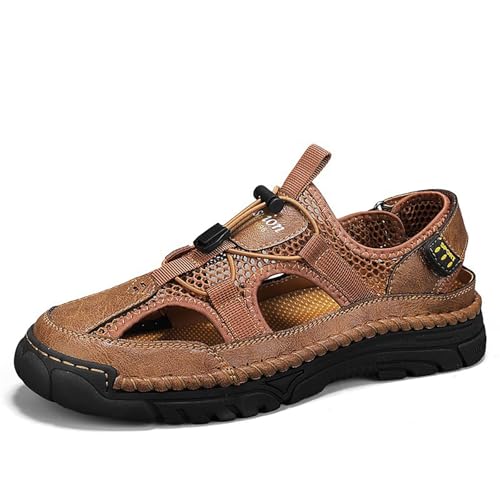 Mens Leather Sandals Outdoor Hiking Sandals Waterproof Athletic Sports Fisherman