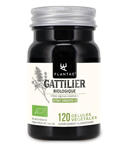 Gattilier Bio (Vitex agnus-castus) * Plantae * 120 gélules végétales * Concentré de fruit de gattilier * Participe à la régulation hormonale