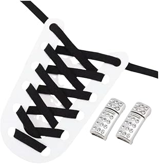 COJU Tidy Laces (Rhinestone Magnetic) – No-Tie Elastic Shoelaces, 8mm Flat Lace One-Hand Closure for Sneakers & Casual Shoes