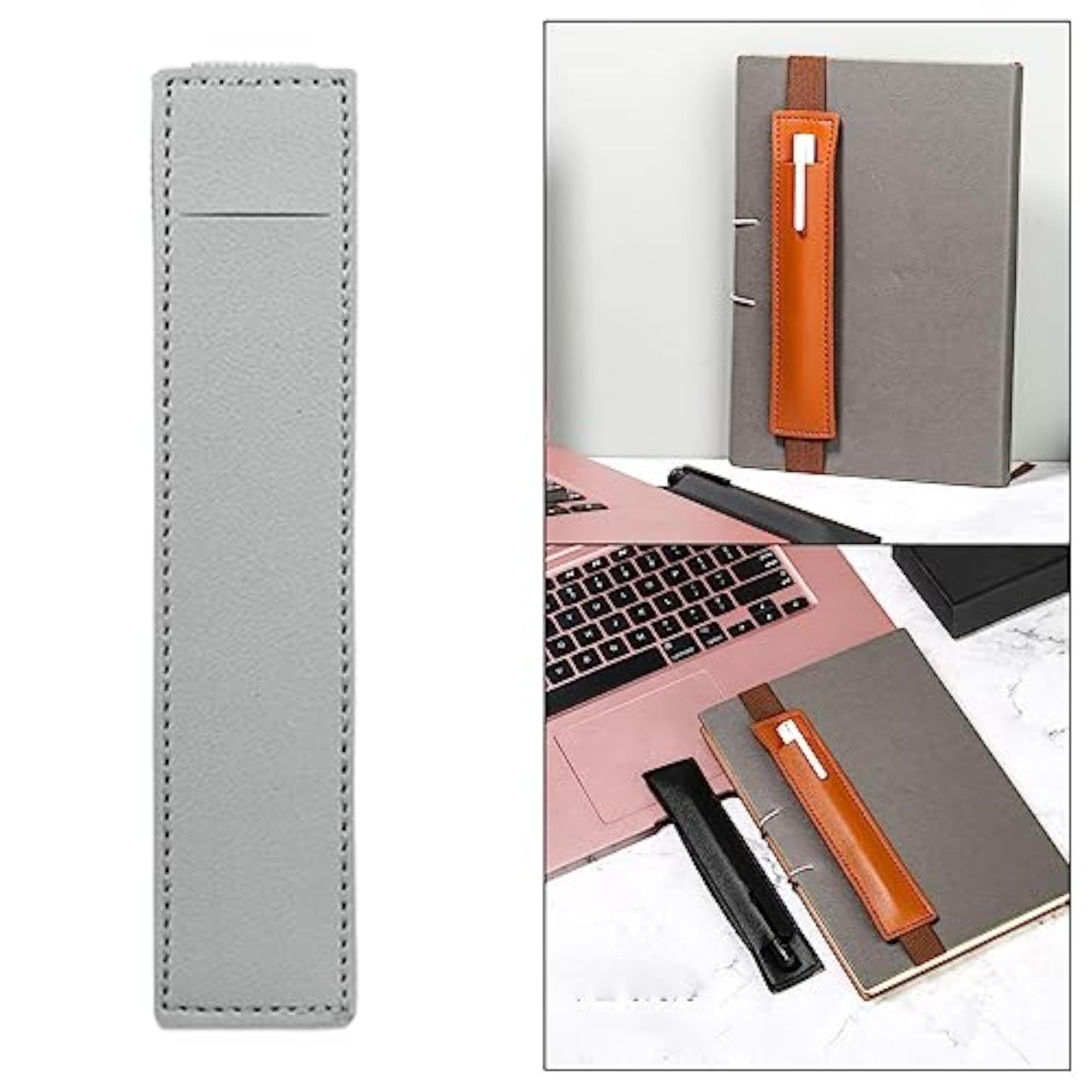 Elastic Band Pen Holder for Journals & Notebooks, Grey
