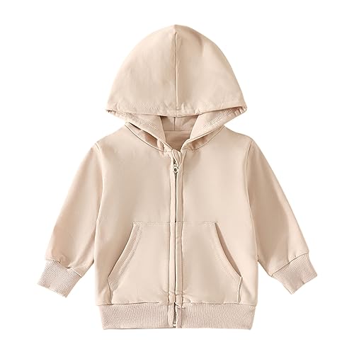 Baby Girls 𝗛ooded Sweatshirt Zipper Long Sleeve Streetwear Coat Fall Kids Loose Solid Jacket with Pocket