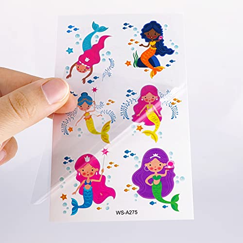 Konsait Mermaid Tattoos For Kids, 188+ Pcs Cute Temporary Tattoo Kids Body Stickers For Girls Children Birthday Mermaid Party Favors Boys Girls Kids Party Goodie Bag Fillers Supplies #TOP3