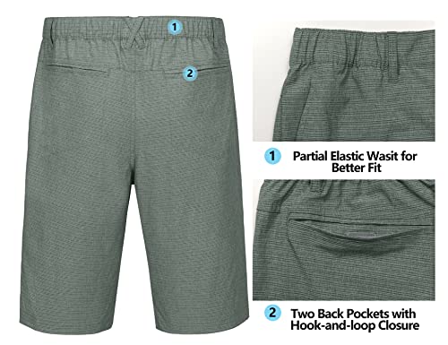 Image of Little Donkey Andy 12 Inch Inseam Golf Shorts for Men Bermuda Quick Dry Elastic Waist Shorts for Hiking Travel Casual