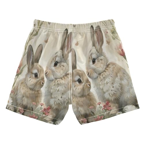 Kids Swimming Trunks, Anti Chafe Swim Trunks for Boys 2 T, Spring Bunnies Easter Rabbit2
