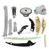 WFLNHB Timing Chain Kit and Tensioner Guide Rail and Oil Pump Chain 06H198119 Replacement for Jetta Golf Passat A3 Tt Seat Alhambra Leon Skoda Superb 1.8T 2.0T (13Pcs)