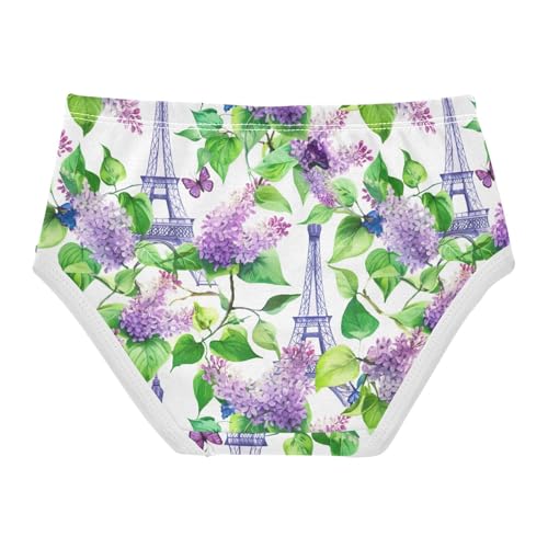 Joisal Eiffel Tower Lilac White Panties Little Girl Toddler Underwear Floral Cotton Print Undies Kids Briefs 2t2