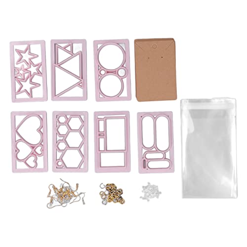 ZPurifylline Juego de cortadores de arcilla polimérica, kit de manualidades de 7 formas geométricas, herramientas para hacer aretes de arcilla plástica con ganchos para las orejas, anillos