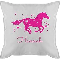Personalisiertes Pferdekissen 50x50 Cm – Mit Namensdruck, Pink, Geschenk Für Pferdeliebhaber