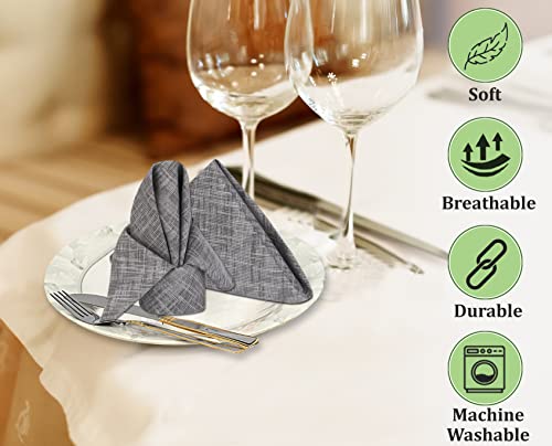 Ruvanti Cloth Napkins Set Of 12 Cotton 100%, 20X20 Inches Napkins Cloth Washable, Soft, Absorbent. Cotton Napkins For Parties, Christmas, Thanksgiving, Weddings, Dinner Napkins Cloth - Grey Print #TOP4