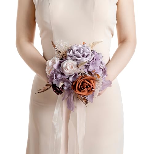 Ling's moment Orange & Lilac Bridesmaid Bouquet