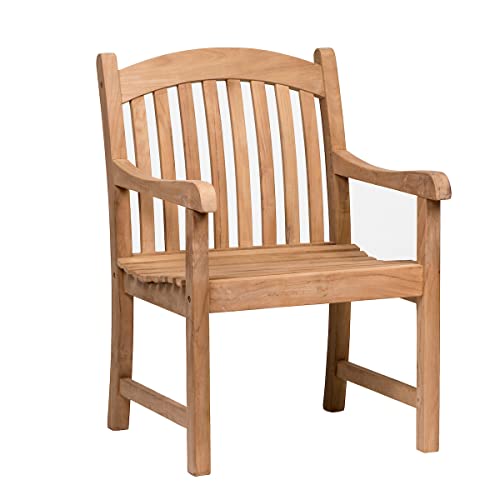 Amazonia Sc Sumbawaarm Newcastle Patio Armchair | Certified Teak | Ideal For Outdoors, 23Lx25Wx35H, Light Brown #TOP3
