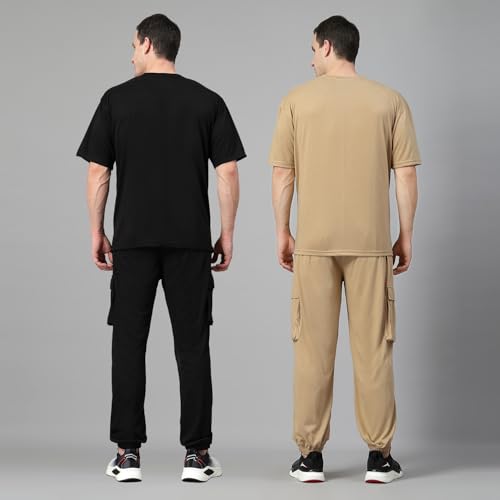 Image of CHKOKKO Men Printed Casual Summer Wear Coords Stylish Gents Cord Set Half Sleeves Co Ord Track Suit Round Neck Western Co-ord Set