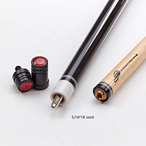 Collapsar Cxt020 Pool Cue With Soft Case,Black With Cream Points And Turquoise,Wrapless Dark Gray Curly Maple Handle, 58Inch Professional Pool Stick (Dark Gray Handle, 19 Ounce) #TOP6