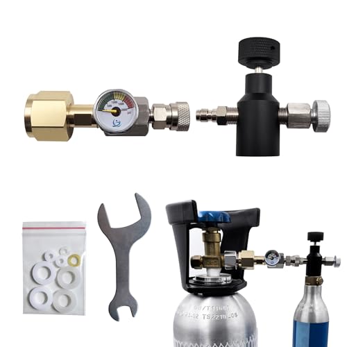 Aopkeo Soda Water CO2 Cylinder Refill Station Kit Fill Adapter Connector CGA320 2000psi Gauge from Big Carbon Dioxide Tank to Filling Small Bottle with TR21-4 Thread Valve