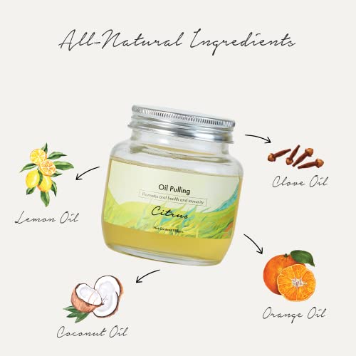Image of Birdsong Citrus Mouth Pulling Oil 190ml - Fluoride & Alcohol Free - Virgin Coconut & Herbal Oils- Ayurvedic Oral Rinse Mouthwash - Mouth Wash Liquid For Healthy Teeth Gums, Mouth Detox, Fresh Breath
