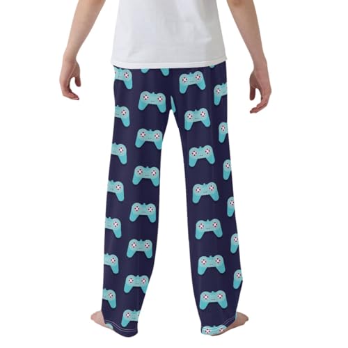 CaTaKu Boys Gamepad Fun Pants for Boys Girls Wide Leg Sweatpants Kids Long Bottoms with Pockets Size 6-14Y2