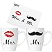 Produktbild BRUBAKER Mr. & Mrs. Tassen Set Kaffeetassen aus Keramik - 2 Kaffeebecher 300 ml - Hochzeitsgeschenk mit Grußkarte und Geschenkpackung