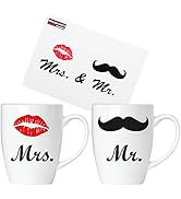 BrubakerMr.&Mrs.CupsSetdeTassesàCaféenCéramique-300ML-CadeaudeMariageavecCart