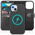 TUCCH Case for iPhone 15 (6.1") 2023, Magnetic Detachable 2-in-1 PU Leather Wallet Case with[RFID Blocking][Wireless Charging][Card Holders][Kickstand] Removable Protective Folio for iPhone 15, Black
