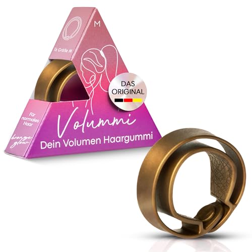 Volummi Haargummi Innovativer Zopfgummi für sichtbar mehr Volumen im Pferdeschwanz Starker Halt & schonend für Haare Das Original Made in Germany [Bronze Glow M für mittlere Haarstärke]