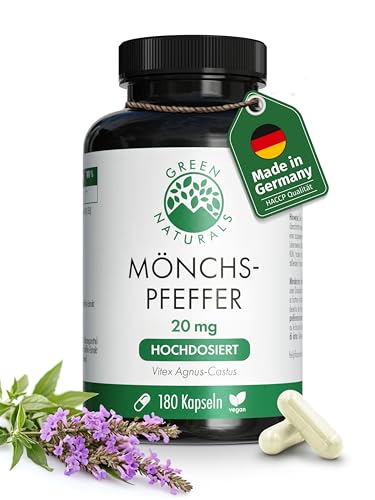Green Naturals® Mönchspfeffer – Hochdosiert: 20 mg (5:1 Extrakt = 100mg pro Kapsel...
