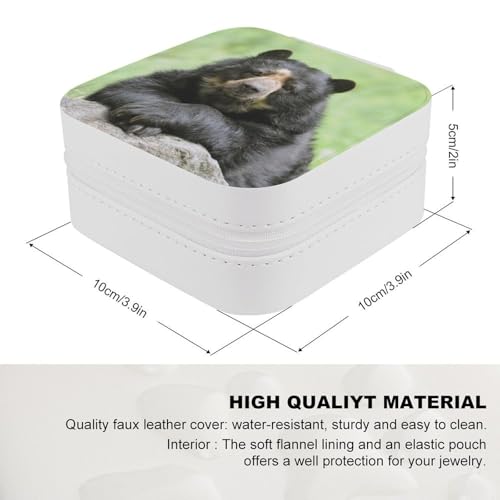 Boîte à bijoux de voyage Black Bear | Cuir synthétique et flanelle - 3
