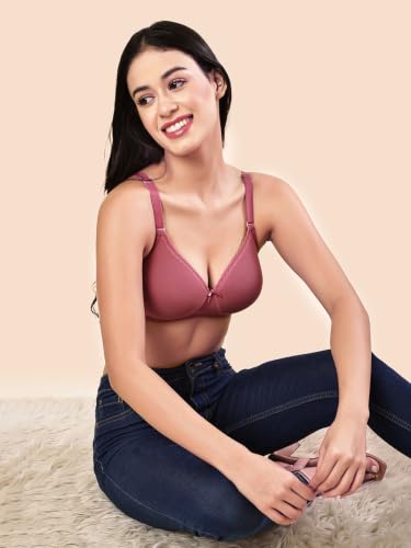 Image of Women's Seamless Padded Non Wired Cotton Stretch Everyday Bra| Detachable Straps | Transparent Straps Included