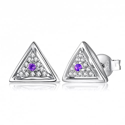 Boucles d'oreilles améthyste violette et argent sterling 925 géométriques