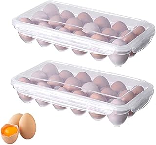 2 Pieces Egg Organizer Box, Egg Organizer Container, Portable Egg Case, Plastic Egg Container, Eggs Storage Container, Transparent Thicken , With Lid, 18 Grid, For Home Refrigerator, Kitchen