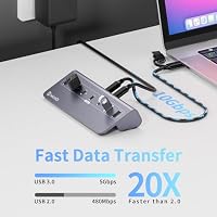 USB‑C‑Hub, 10Gbit/s‑Splitter mit 4×USB‑A und 3×USB‑C, Grau – Ansicht 3