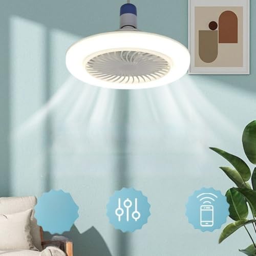Ventilador de techo giratorio 360 QOXEZY con luz LED E27 5