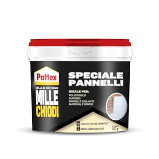 PATTEX Millechiodi Speciale Pannelli, Adesivo Bianco di Montaggio Multiuso, Colla Acrilica per Applicazioni in Interni, Colla per Legno, Polistirolo e Pannelli, 1x850g
