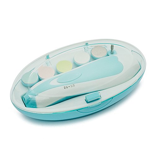 Eidyer Elektrische Baby Nagelvijl met Licht, Baby Nagelvijl Clipper Trimmer Clipper - Automatische Baby Manicure Set met 6 Slijpkoppen voor pasgeboren baby peuter Kids tenen en vingernagels