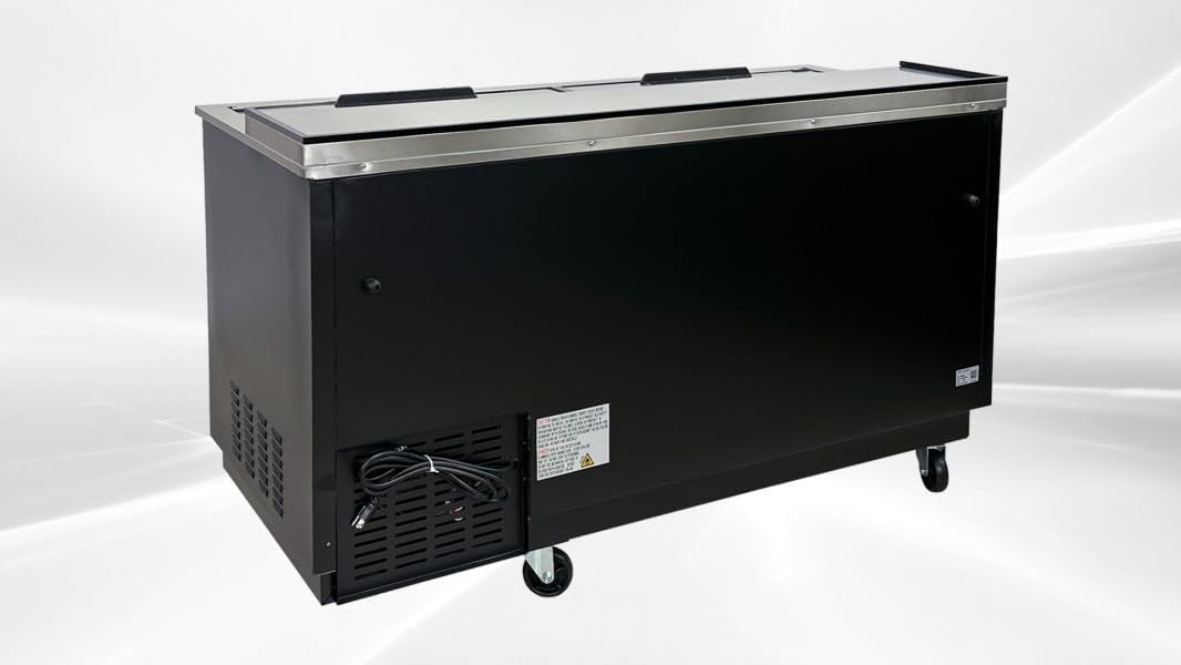 Horizontal Bottle Cooler Deep Well 65" Width NSF Certified Commercial beer bottle Refrigerator Black 33°-38°F Top-Loading