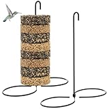 LemonRoad 2 Pcs Cylinder Bird Feeder Holder Outdoors Hanging Seed Holder for Large Small Cylinders Suet Cakes for Backyard Wild Birds Garden Yard Decoration Birdwatching Enthusiasts Gardeners Gift